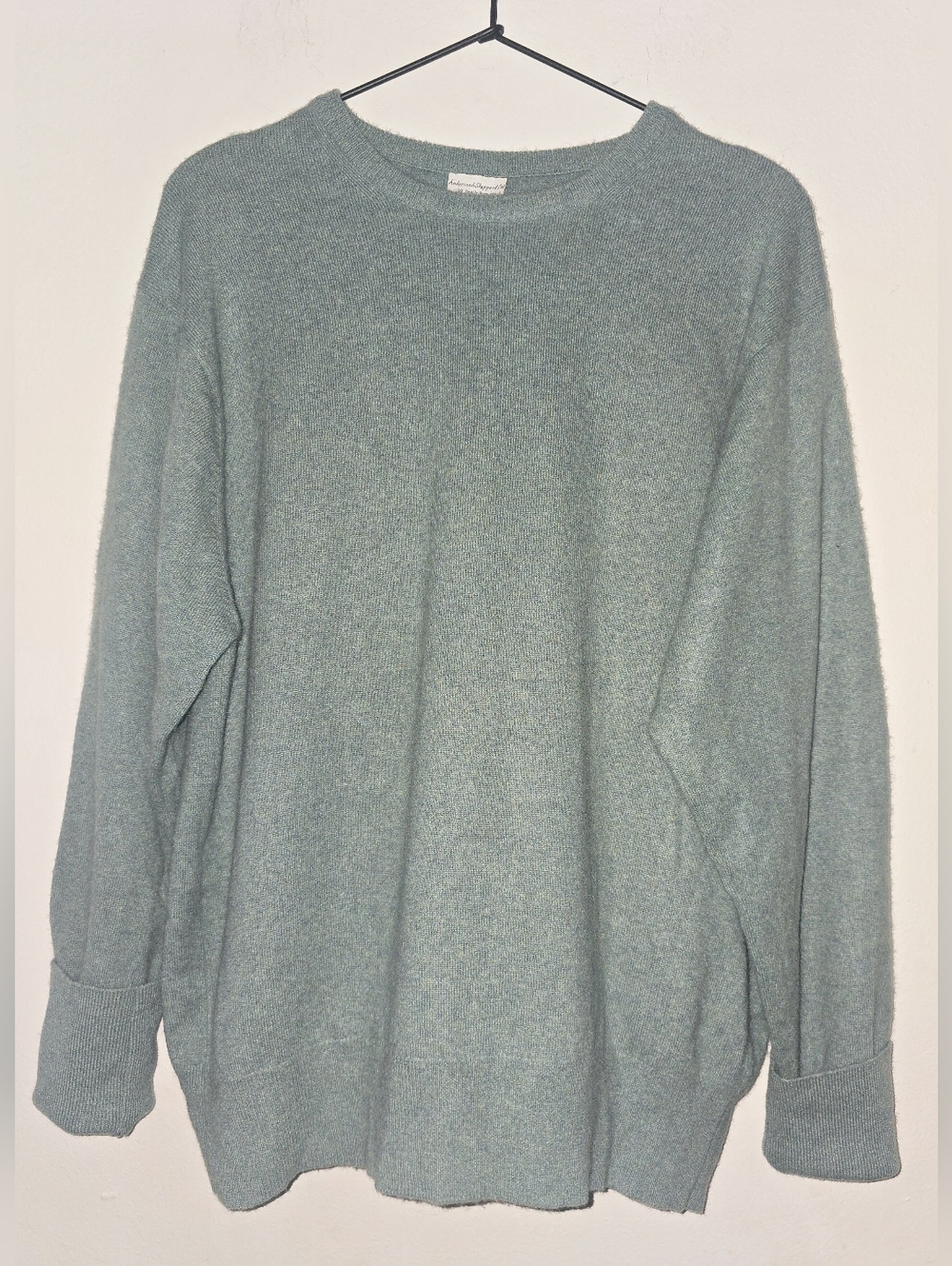 Anderson & Sheppard Ltd. Cashmere, luxury sweater,size XL,light green